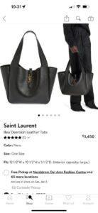 Saint Laurent Le 5 à 7 Bea Leather Tote Bag