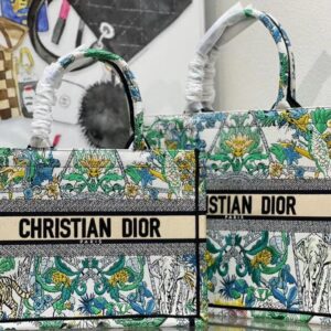 Medium Dior Book Tote Black Multicolor Dior Herbarium Embroidery bag